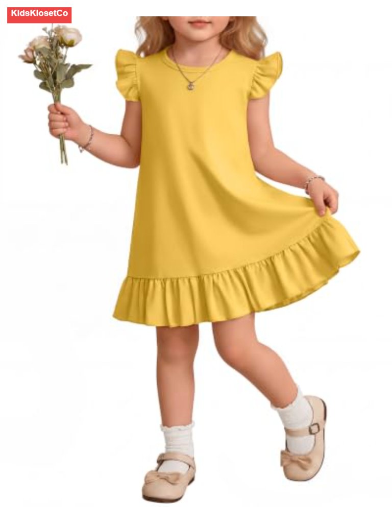 Ruffle Sleeve A-Line Tiered Swing Dress Toddler Girls' Summer Casual